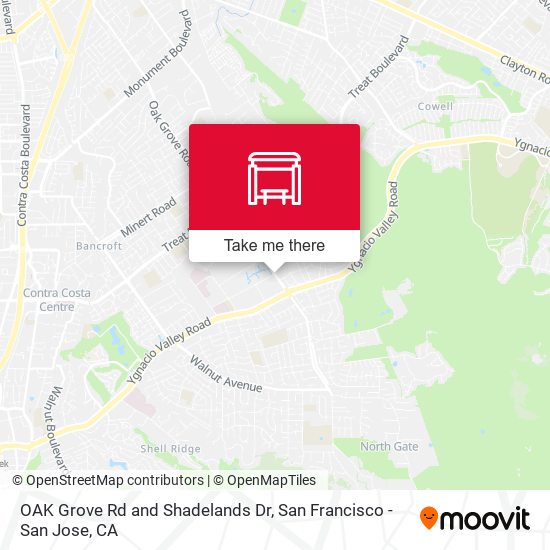 OAK Grove Rd and Shadelands Dr map