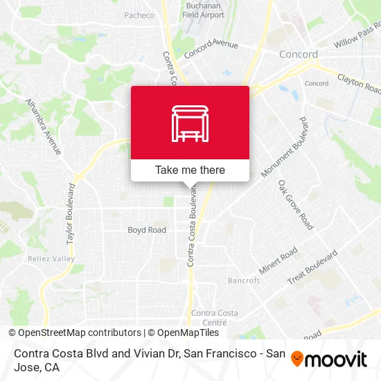 Contra Costa Blvd and Vivian Dr map