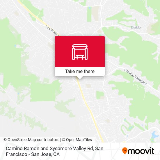 Camino Ramon and Sycamore Valley Rd map