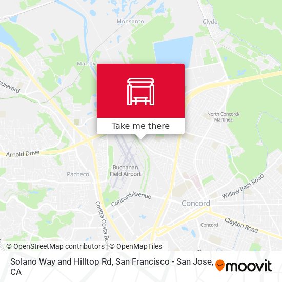 Solano Way and Hilltop Rd map