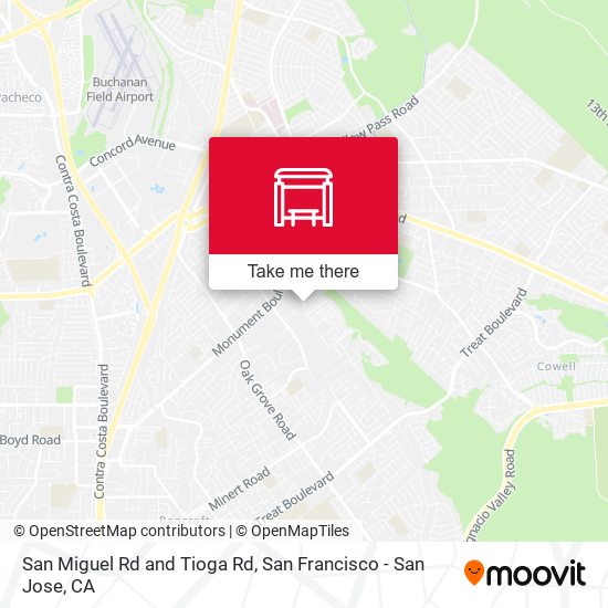 San Miguel Rd and Tioga Rd map