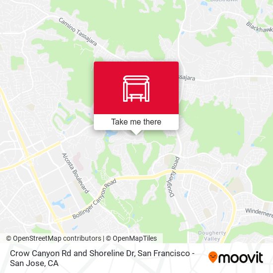 Crow Canyon Rd and Shoreline Dr map