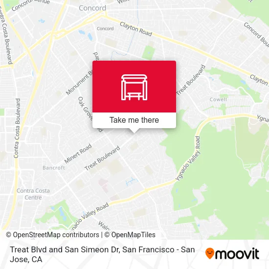 Treat Blvd and San Simeon Dr map