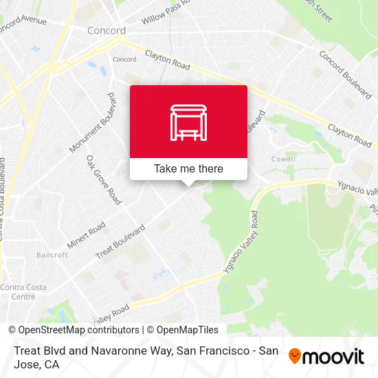 Treat Blvd and Navaronne Way map