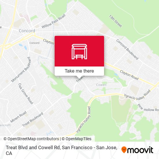 Treat Blvd and Cowell Rd map
