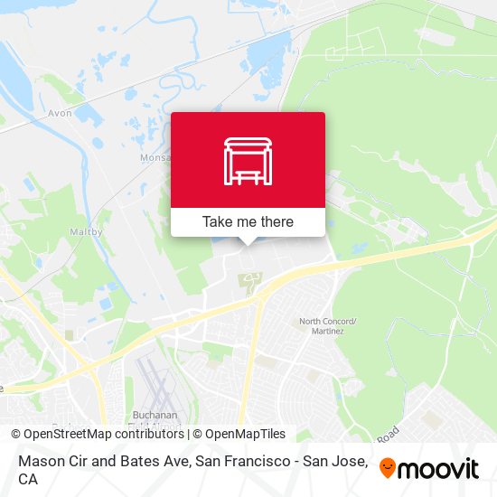 Mason Cir and Bates Ave map