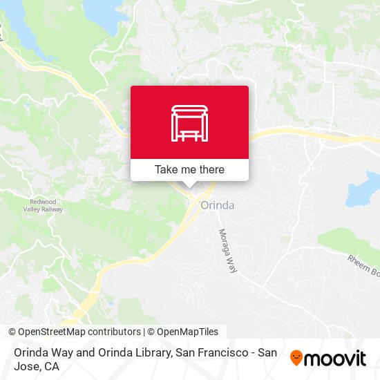 Orinda Way and Orinda Library map