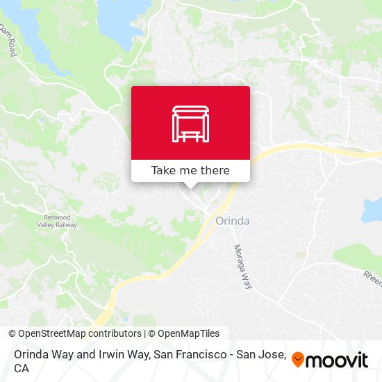 Orinda Way and Irwin Way map