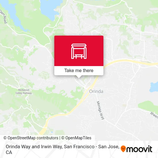 Orinda Way and Irwin Way map