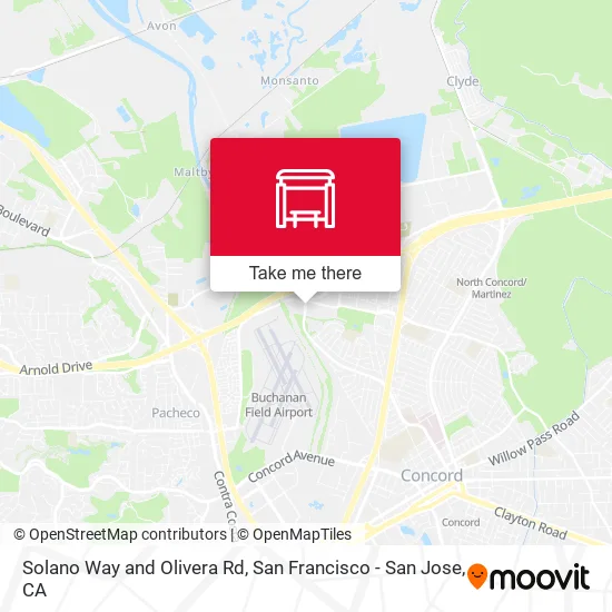 Solano Way and Olivera Rd map