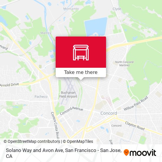 Solano Way and Avon Ave map