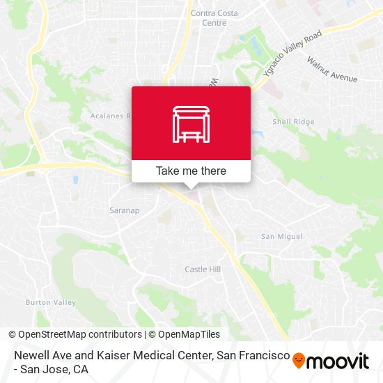 Newell Ave and Kaiser Medical Center map