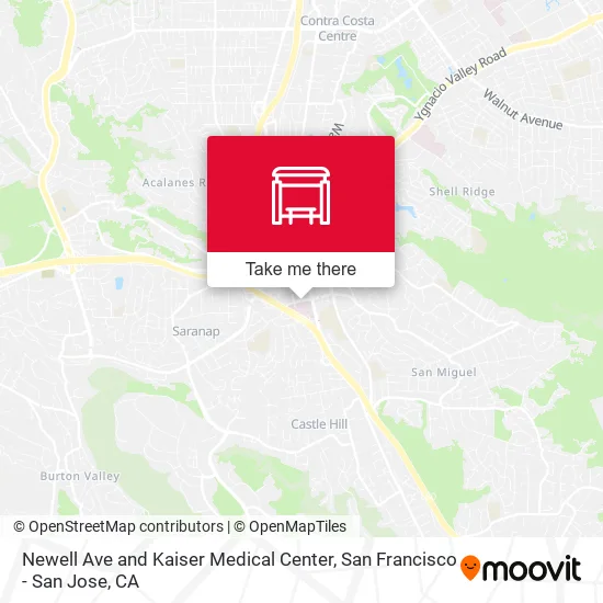 Newell Ave and Kaiser Medical Center map