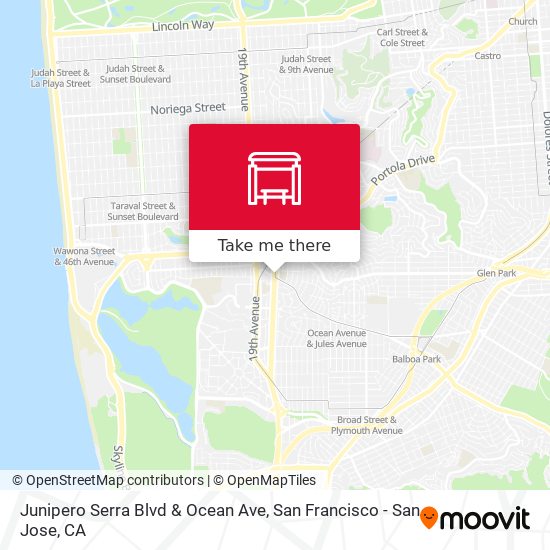 Junipero Serra Blvd & Ocean Ave map