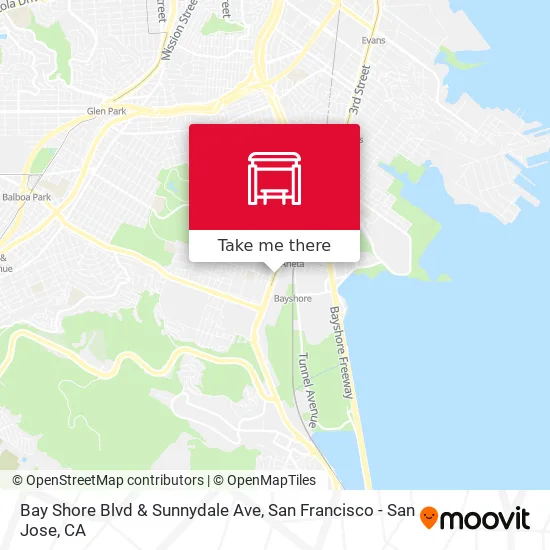 Mapa de Bay Shore Blvd & Sunnydale Ave