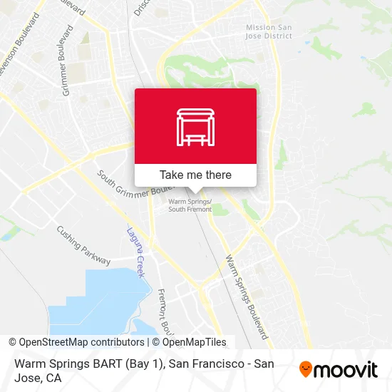 Warm Springs BART (Bay 1) map