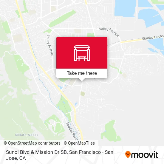 Sunol Blvd & Mission Dr SB map