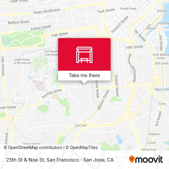 25th St & Noe St map