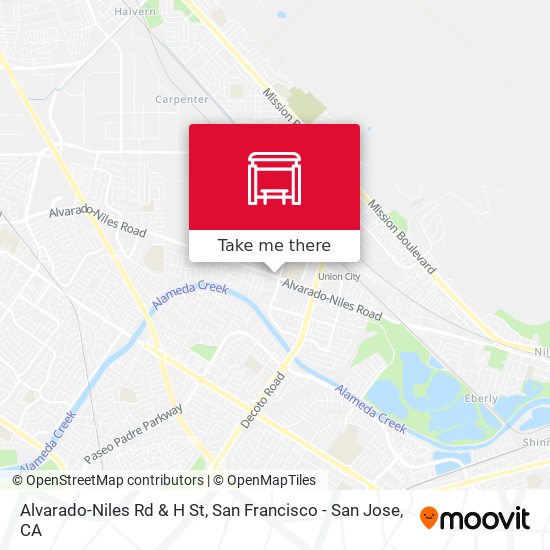 Alvarado-Niles Rd & H St map