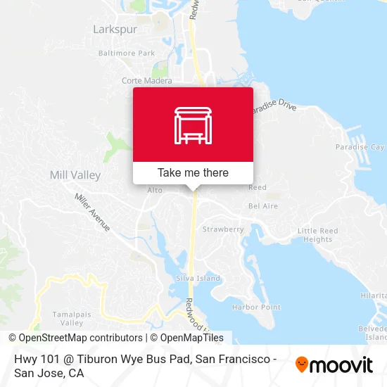 Hwy 101 @ Tiburon Wye Bus Pad map
