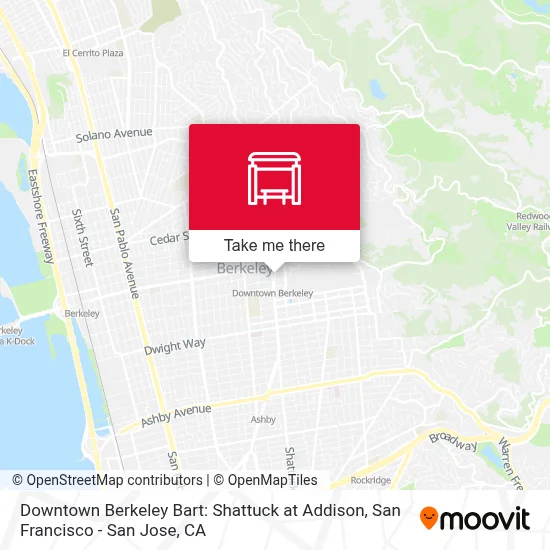 Downtown Berkeley Bart: Shattuck at Addison map