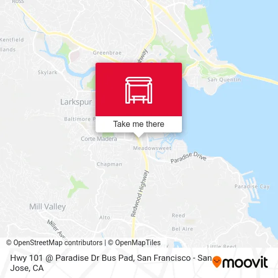 Hwy 101 @ Paradise Dr Bus Pad map