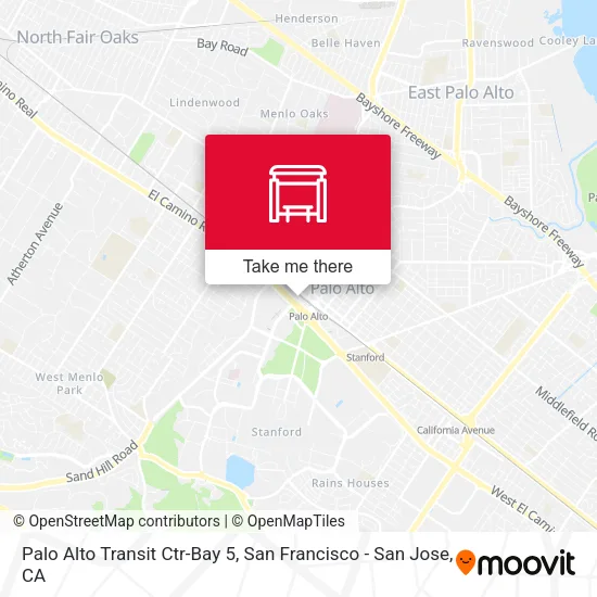 Palo Alto Transit Ctr-Bay 5 map