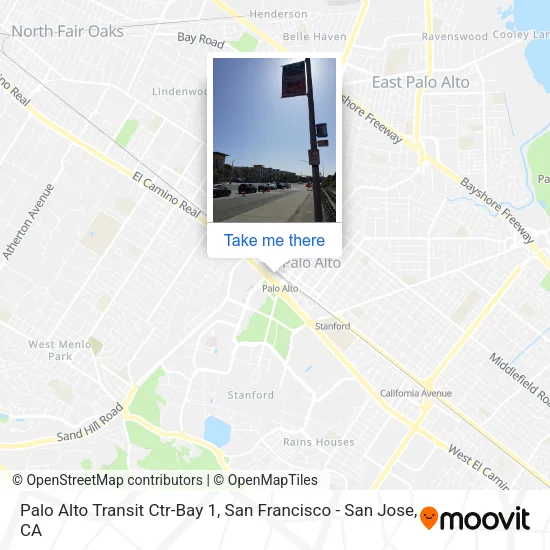 Palo Alto Transit Ctr-Bay 1 map