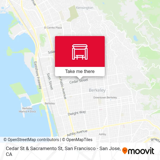 Cedar St & Sacramento St map
