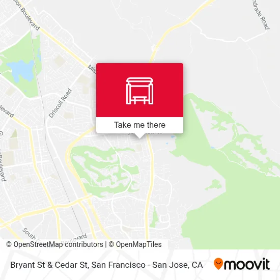 Bryant St & Cedar St map