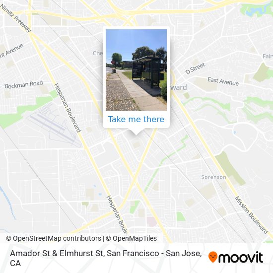 Amador St & Elmhurst St map