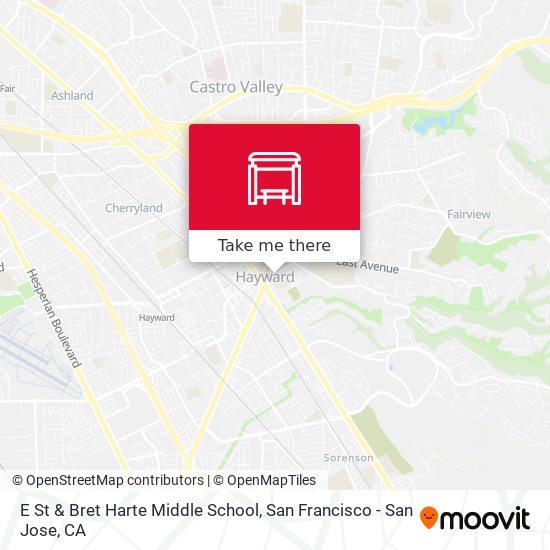 E St & Bret Harte Middle School map