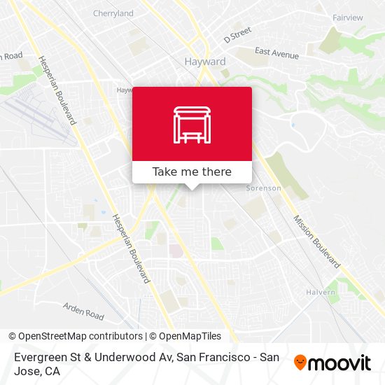 Evergreen St & Underwood Av map