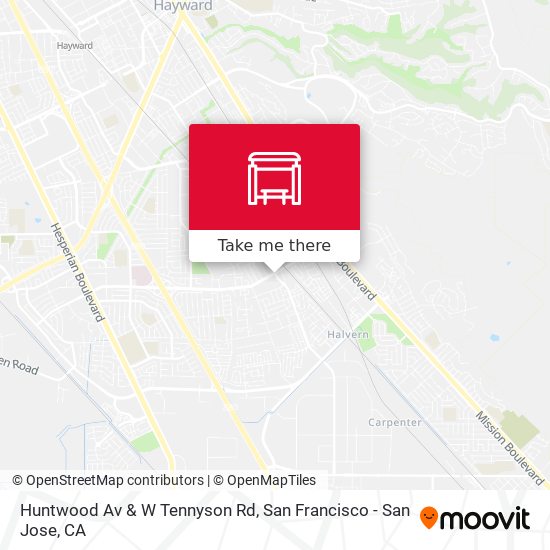 Huntwood Av & W Tennyson Rd map