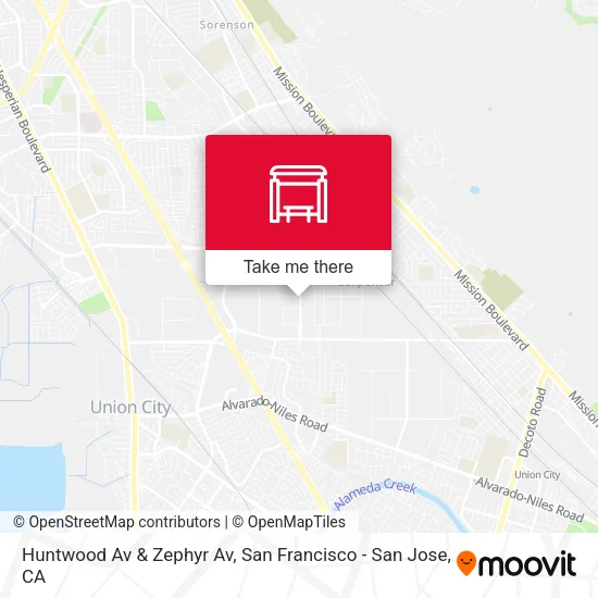 Huntwood Av & Zephyr Av map