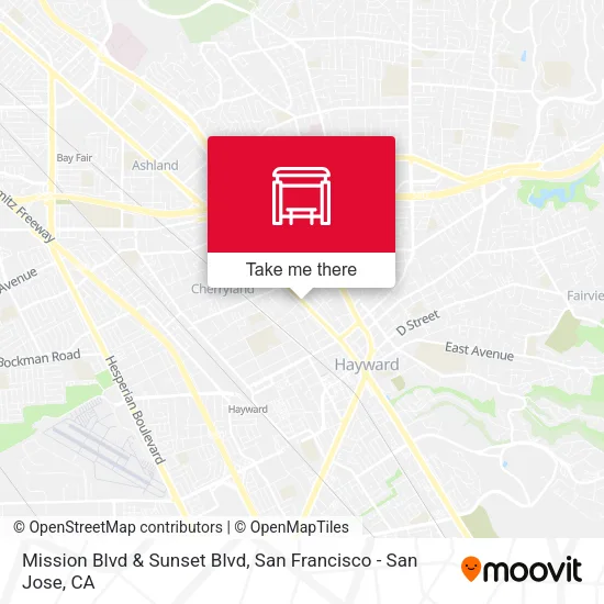 Mission Blvd & Sunset Blvd map