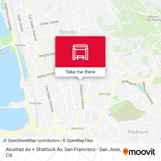Alcatraz Av + Shattuck Av map