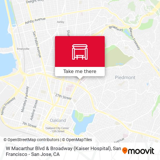 W Macarthur Blvd & Broadway (Kaiser Hospital) map