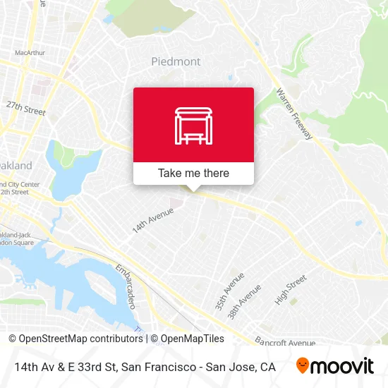 14th Av & E 33rd St map