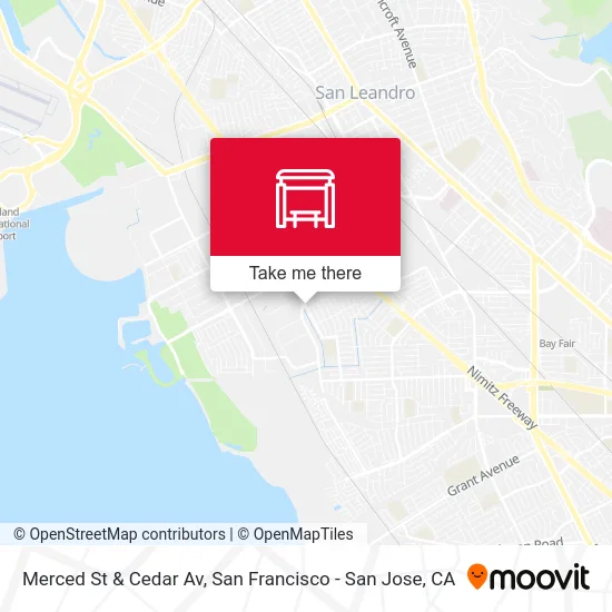 Merced St & Cedar Av map