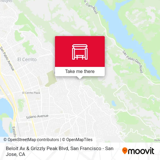 Beloit Av & Grizzly Peak Blvd map