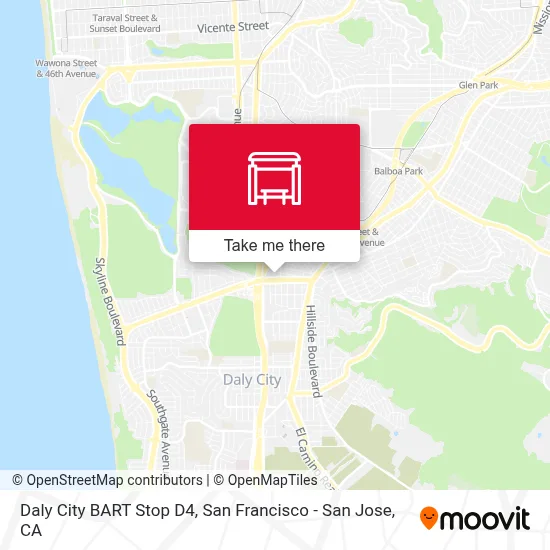 Daly City BART Stop D4 map