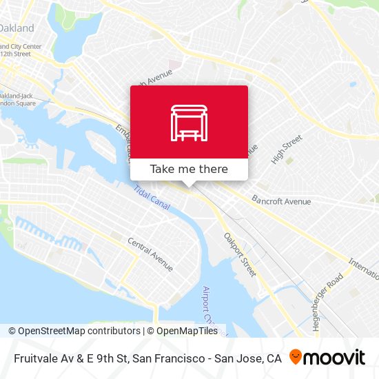 Fruitvale Av & E 9th St map