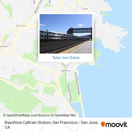 Bayshore Caltrain Station map
