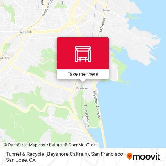 Mapa de Tunnel & Recycle (Bayshore Caltrain)