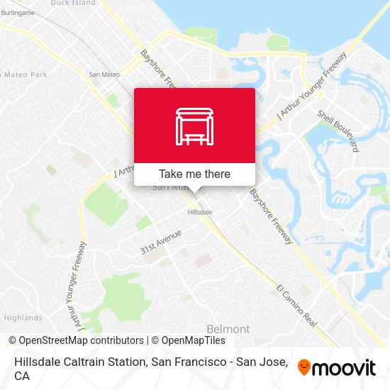 Mapa de Hillsdale Caltrain Station