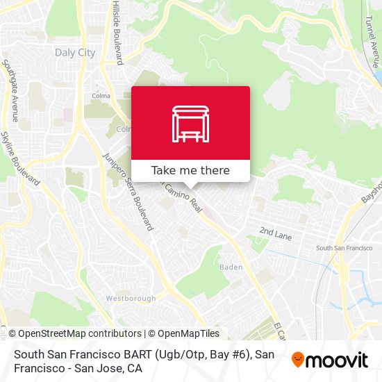 South San Francisco BART (Ugb / Otp, Bay #6) map