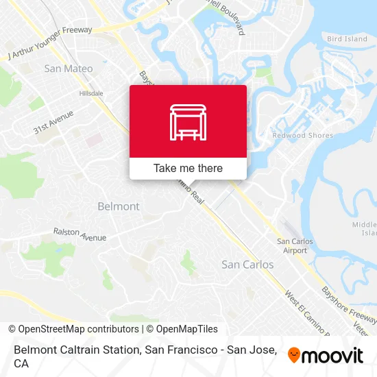 Belmont Caltrain Station map