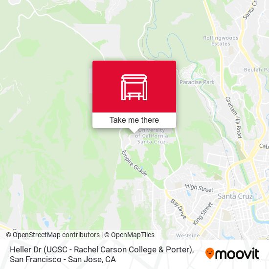 Mapa de Heller Dr (UCSC - Rachel Carson College & Porter)