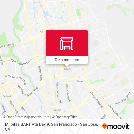 Mapa de Milpitas BART Vta Bay 9